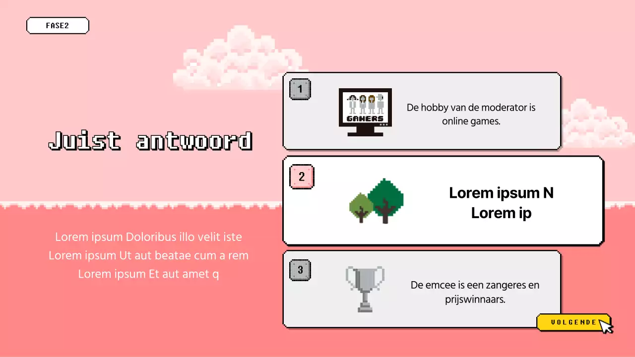 Workshop-quizspel met een blauw en geel korrelig gevoel