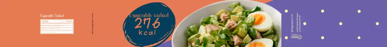 Label informasi makanan salad foto berwarna ungu oranye