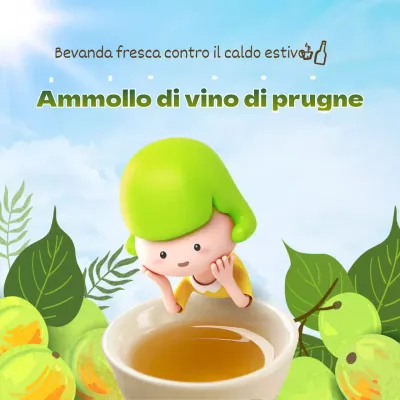 Verde lime 3D illustrazione rinfrescante concetto vino prugna tema
