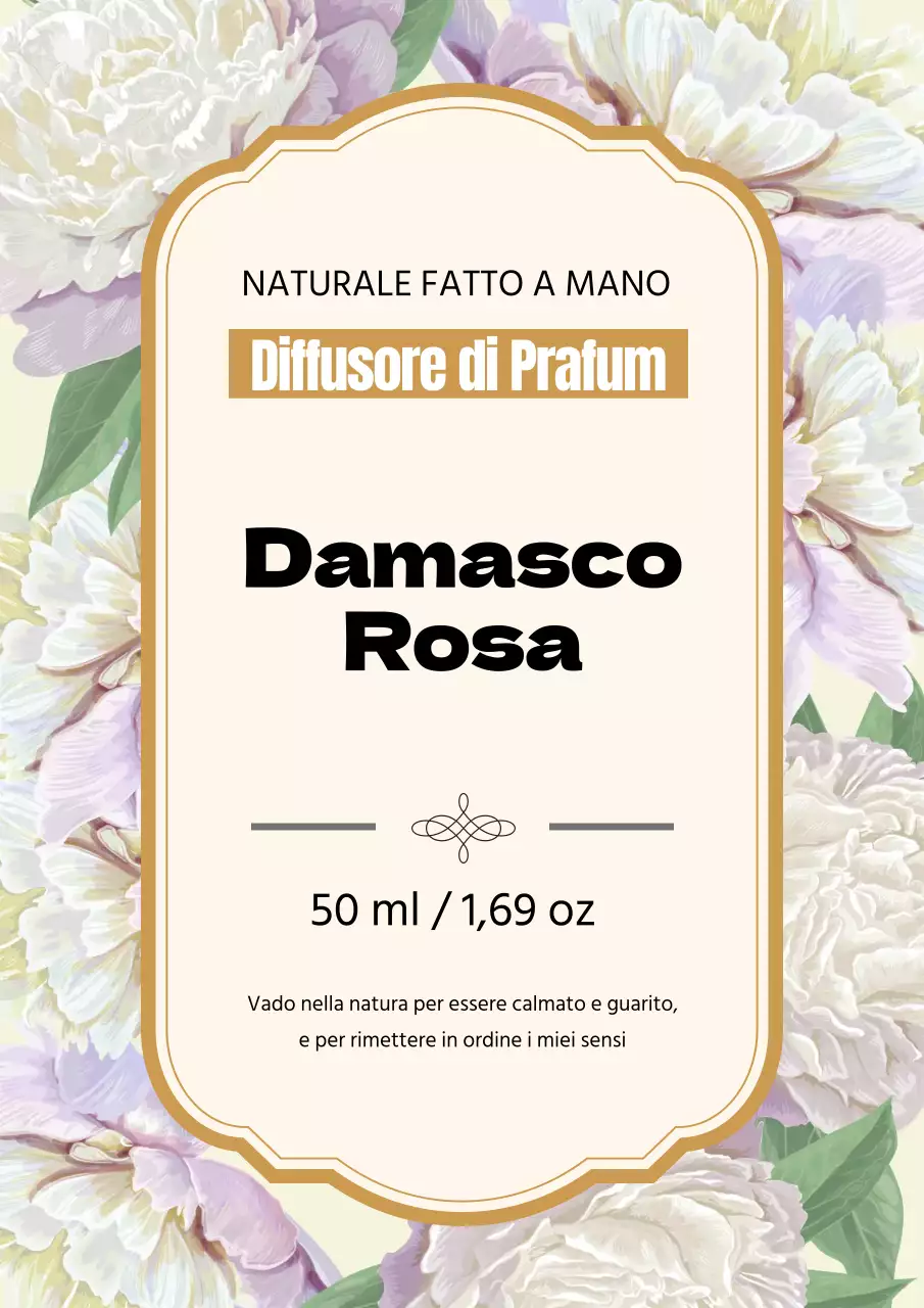 Poster di design di etichetta di profumo vintage in oro e viola