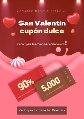 Cartel Web de la Venta de Cupones Dulces de San Valentín