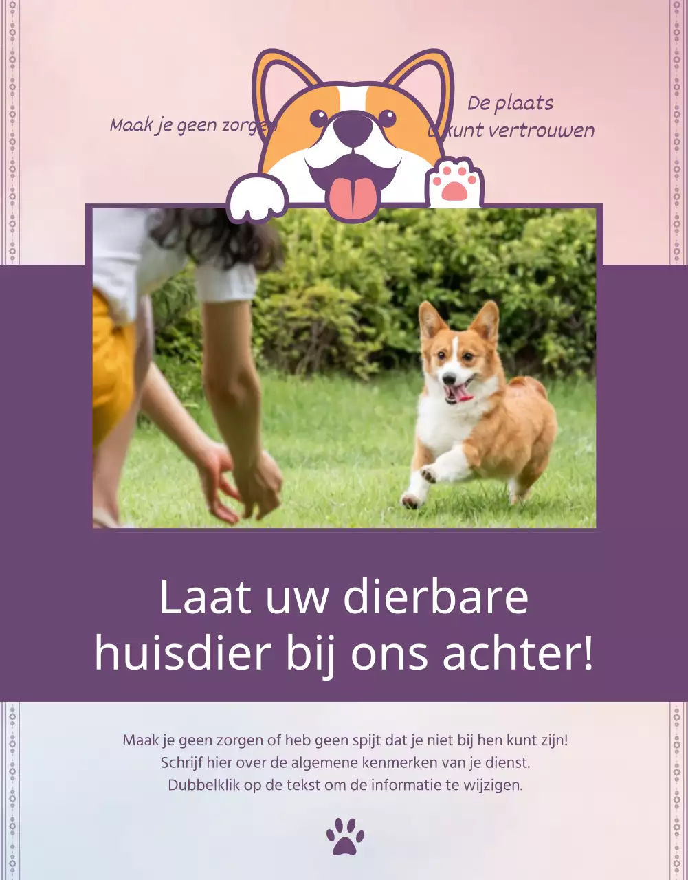 Promoot je dierenhotel in paars en roze