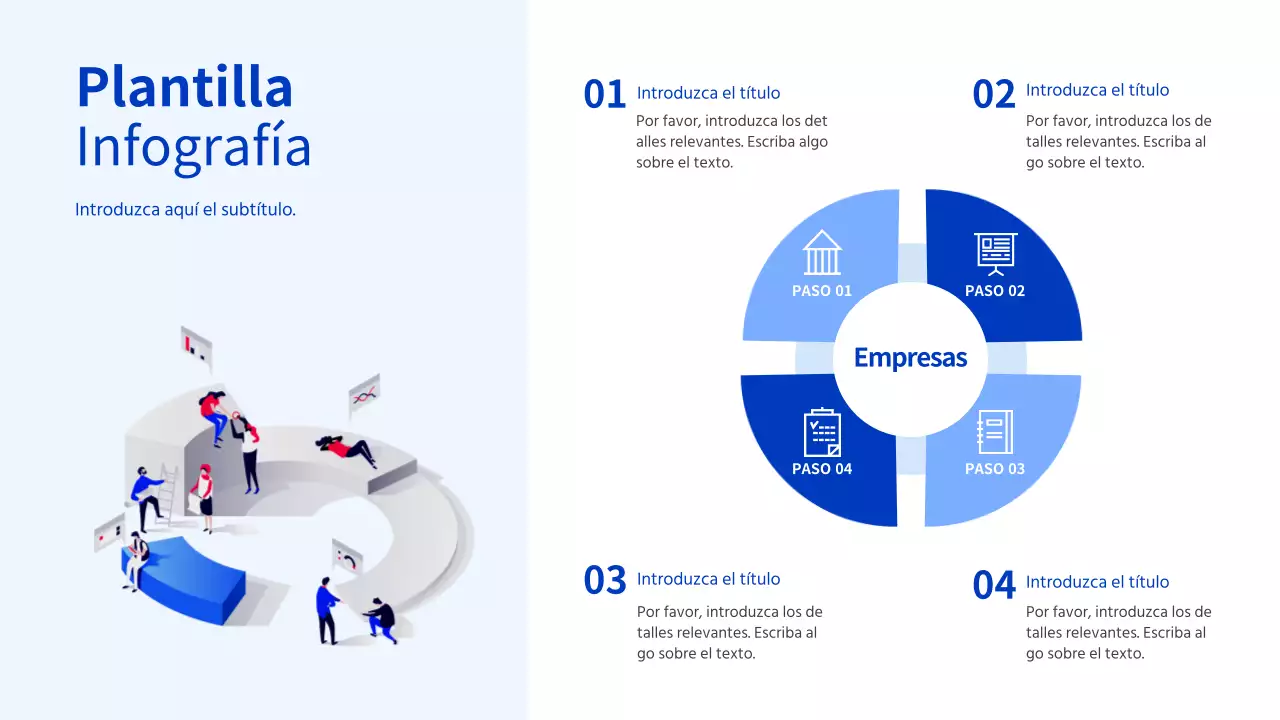 Bluetone Infographics Templates Gráficos Etapa 4 Reunión de negocios Trabajo en equipo