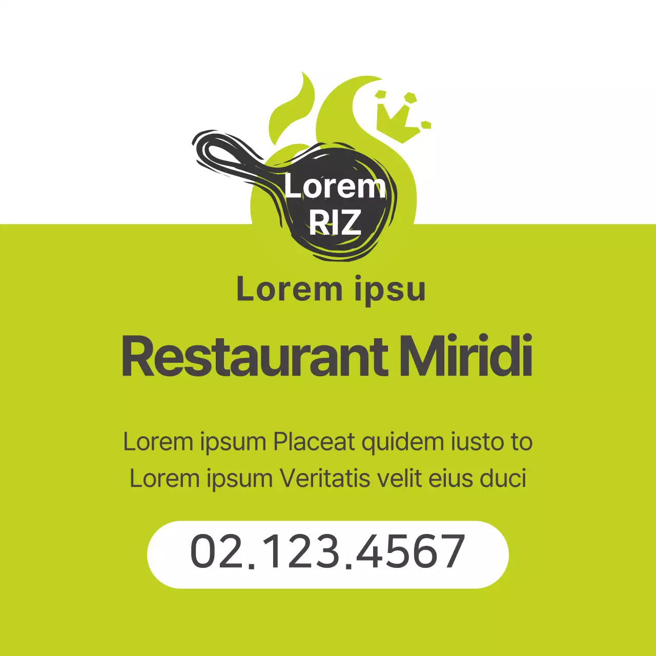 Logo vert pour la promotion du riz frit dans un restaurant soigné
