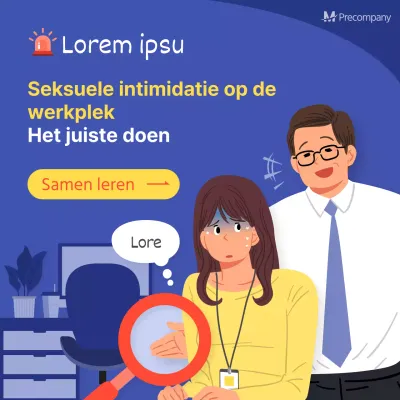 blauwe achtergrond geel rood punt illustratie werkplek seksuele intimidatie sociale media