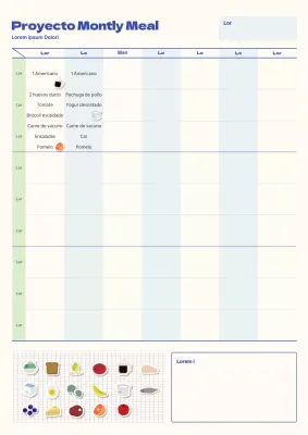 Un diario dietético básico en marfil y azul claro.