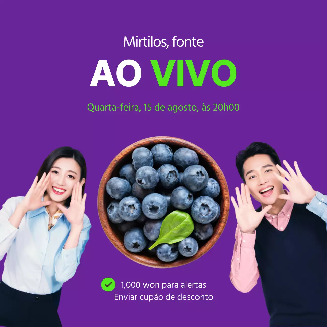 Purple FRESH LIVE Notificações de transmissão em direto Ir para os campos de mirtilos Inscrever-se para receber notificações Cupão de desconto