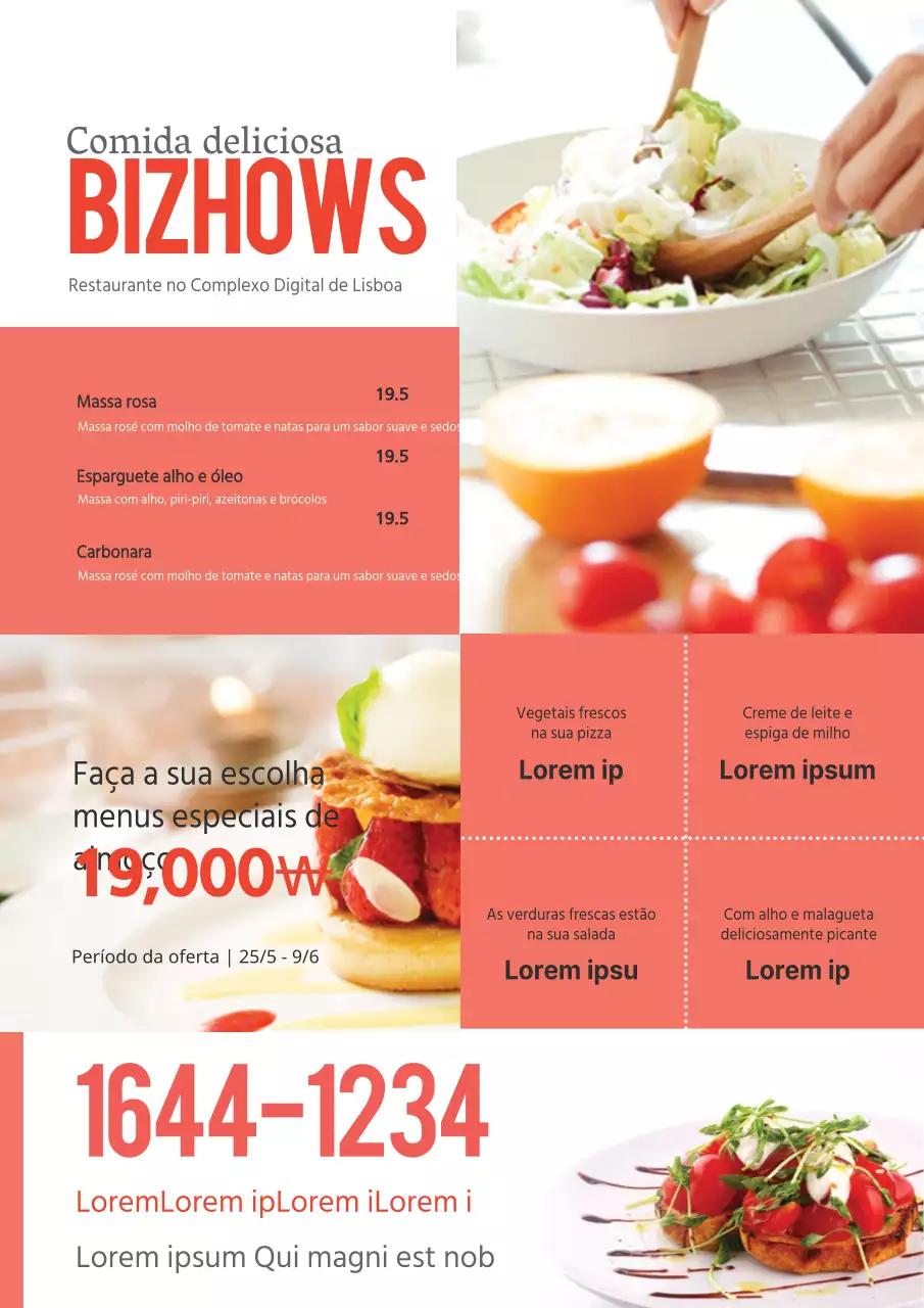Promover o menu do seu restaurante de massas bizhouse