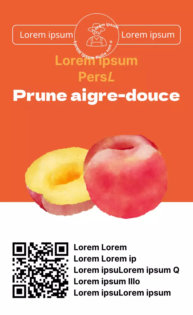 Illustration d'une prune d'été, autocollant vertical simple par couleur
