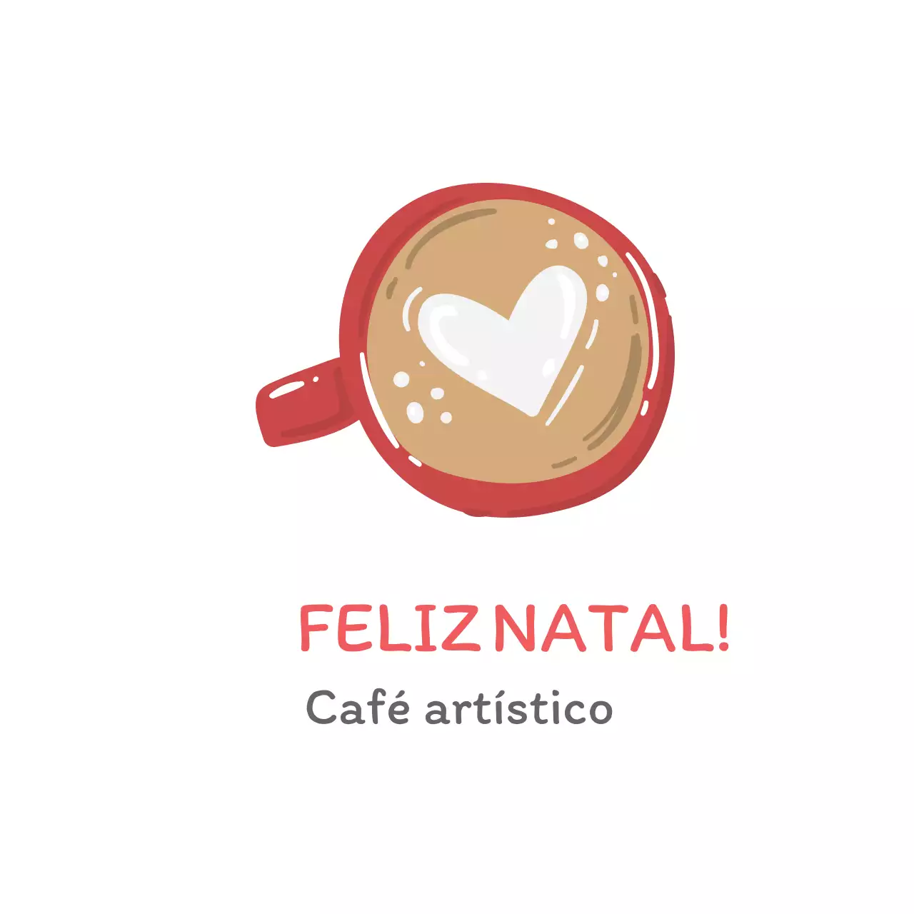 Etiqueta de saudação de Natal para café com ilustração vermelha bege