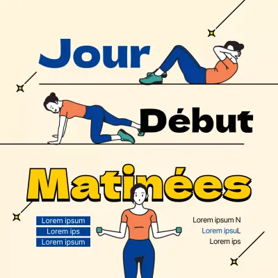 Pose Pilates jaune et bleue Explications des médias sociaux