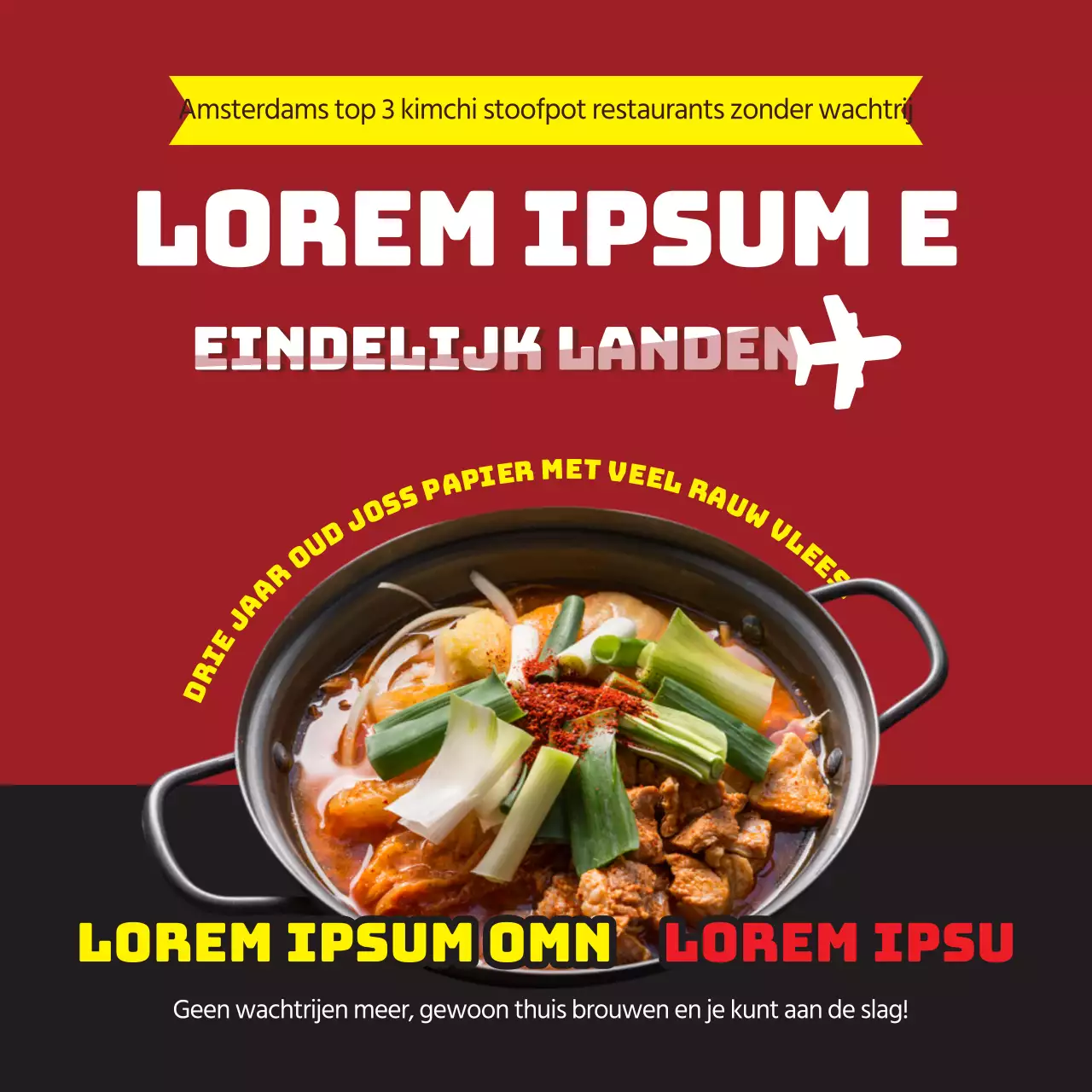 Rood-Geel Gourmet Landing Kimchi Jjigae Maaltijdkit Lancering Evenement