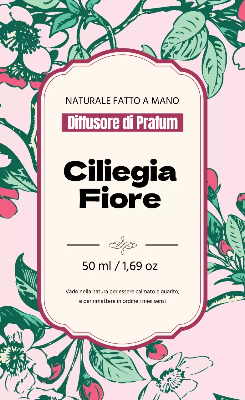 Etichetta di profumo vintage con illustrazione rosa