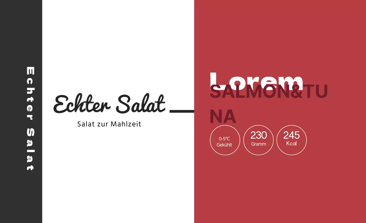 Rote schwarze Illustration Salat Lebensmitteletikett