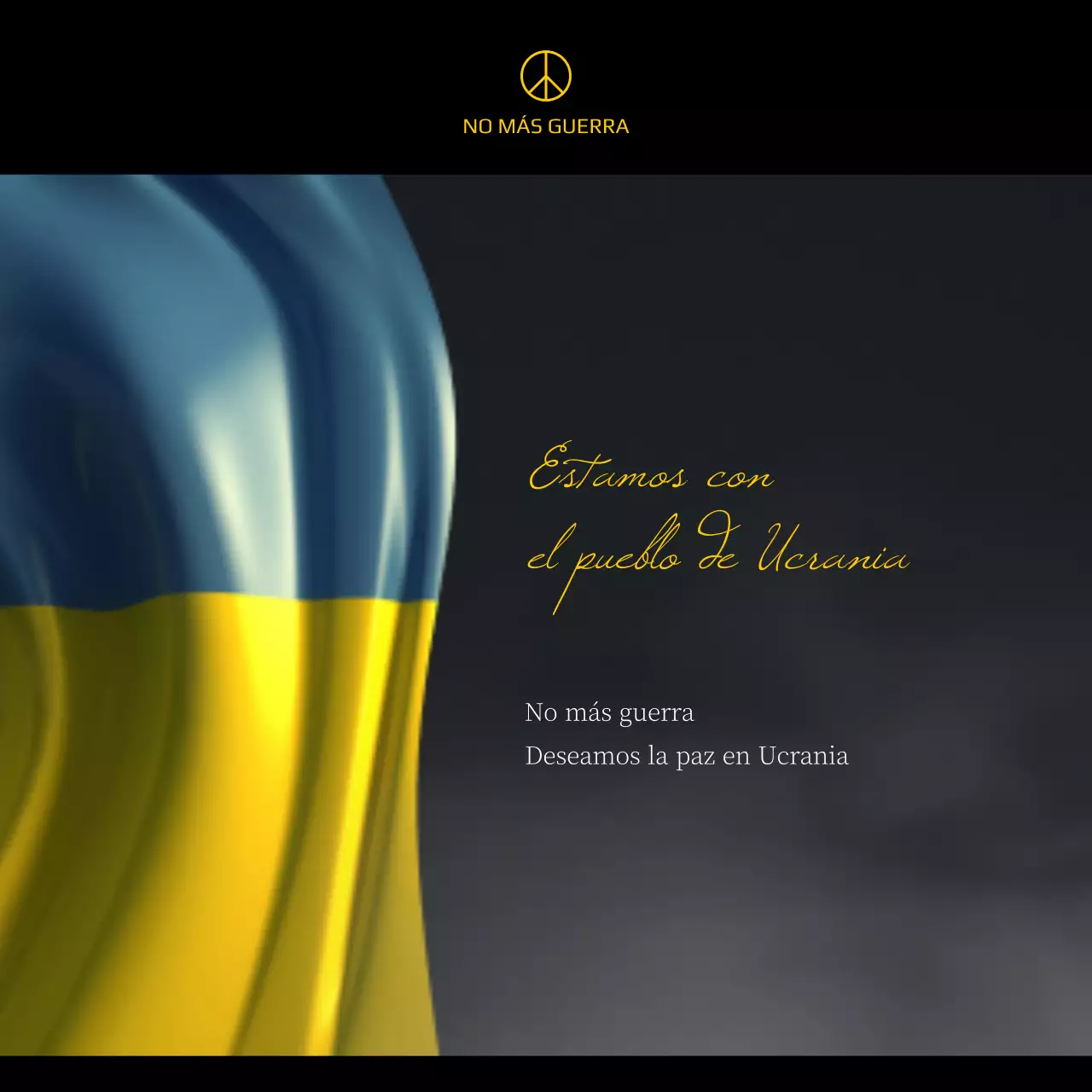 Mensaje de paz azul y amarillo contra la guerra