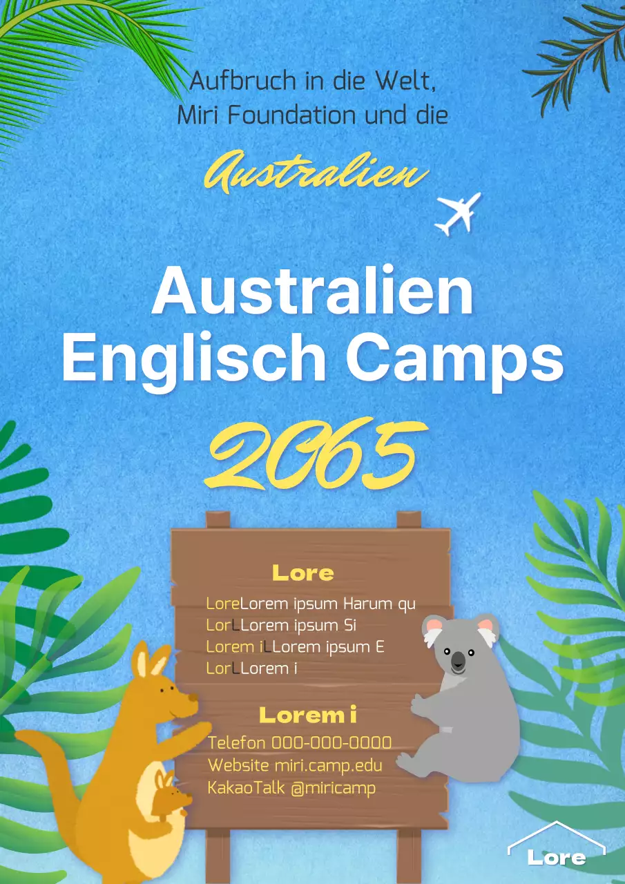 Niedlicher blau-grün illustrierter Führer zu englischen Camps