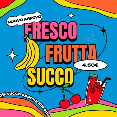 Promozione di un nuovo caffè di succhi di frutta freschi con un concept pop art kitsch