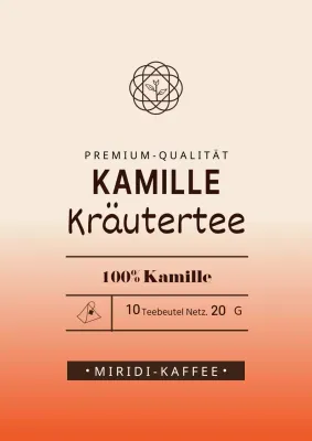 Einfaches Kamillenteebeutel-Etikettendesign mit orangefarbenen Farbverläufen