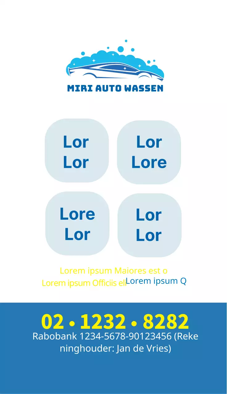 Blauwe illustratie Promotie van een schone wasstraat in een autocentrum