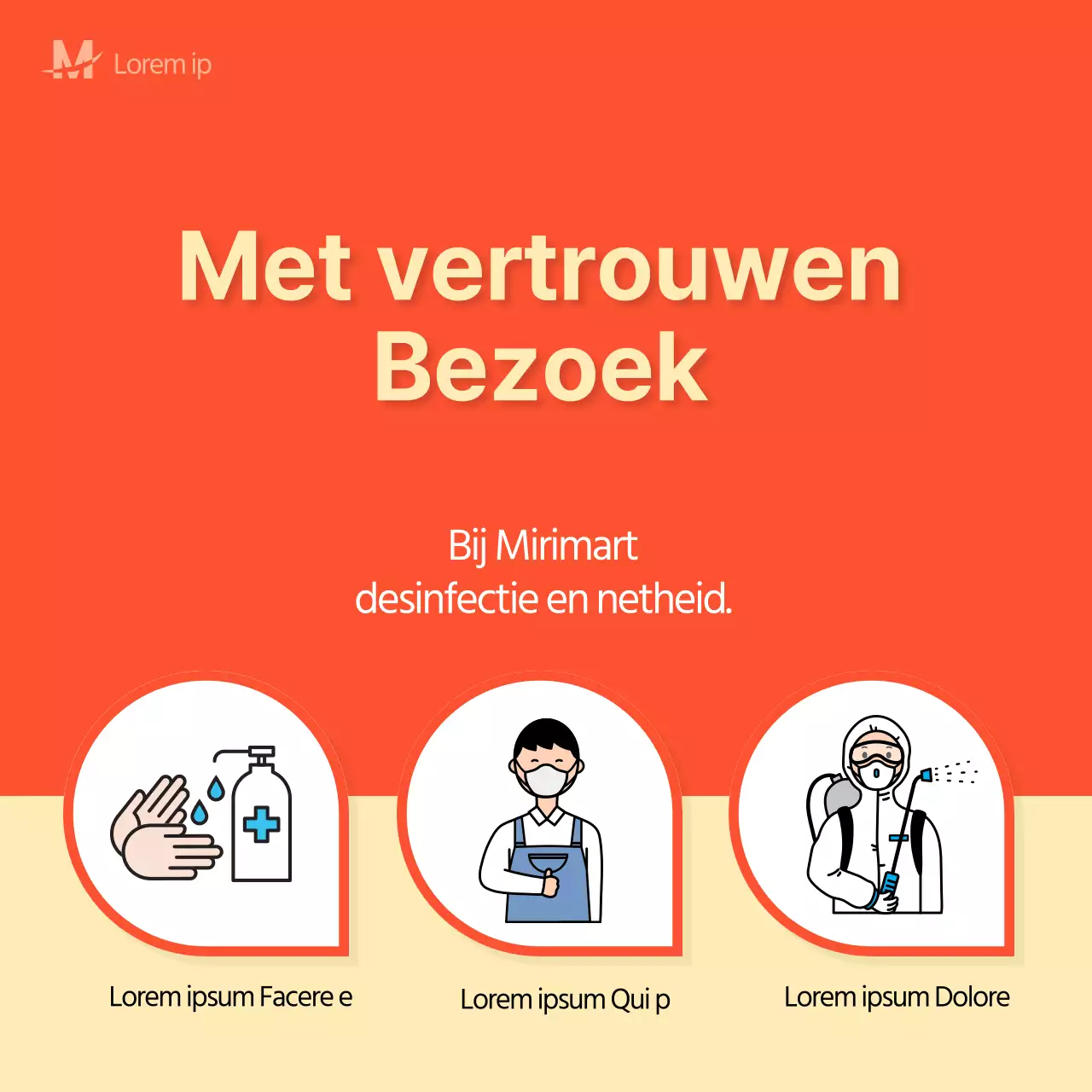 Oranje gele eenvoudige en beknopte COVID-19 begeleidingsbanner