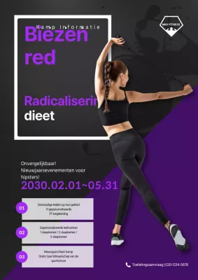 Paarse en donkergrijze dieetkamp poster