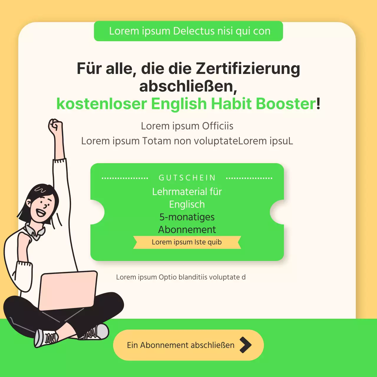 New Year's English Habits Challenge in Chartreuse und Gelb