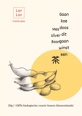 Eenvoudige boerderij zwarte bonen product label ontwerpposter in beige kleur