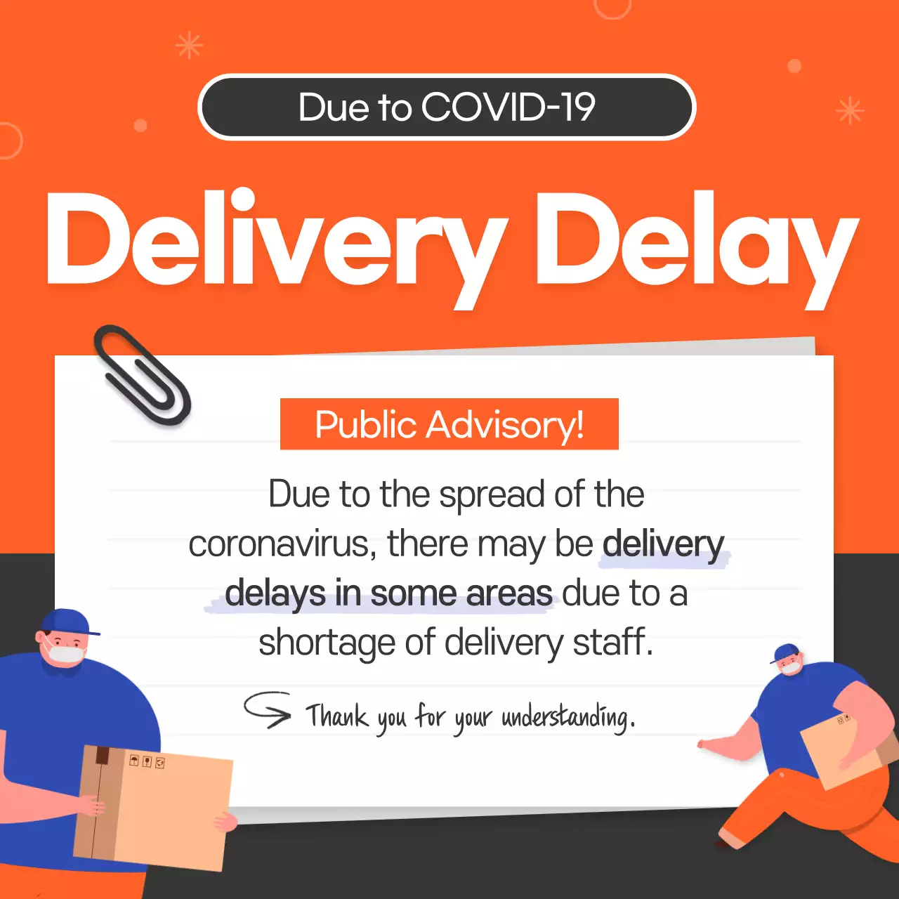Orange Modern Delivery Announcement Instagram Post