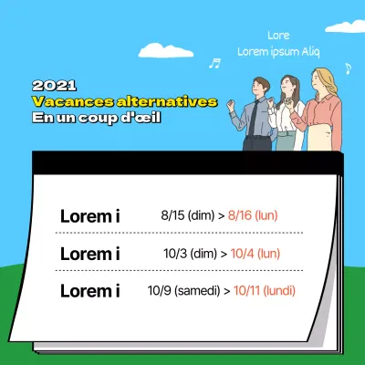 Les jours fériés alternés en un coup d'œil grâce aux illustrations jaunes et noires du bloc-notes mises en évidence