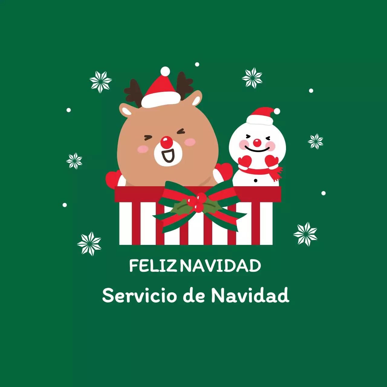 Verde Rojo Simpática Ilustración Etiqueta Evento Navidad