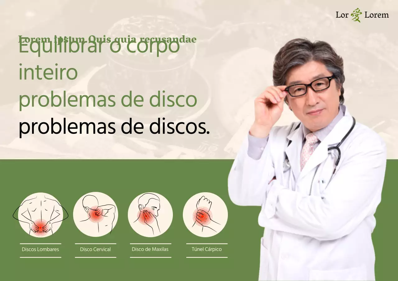 Um conceito limpo com cores verdes para um anúncio de uma clínica oriental