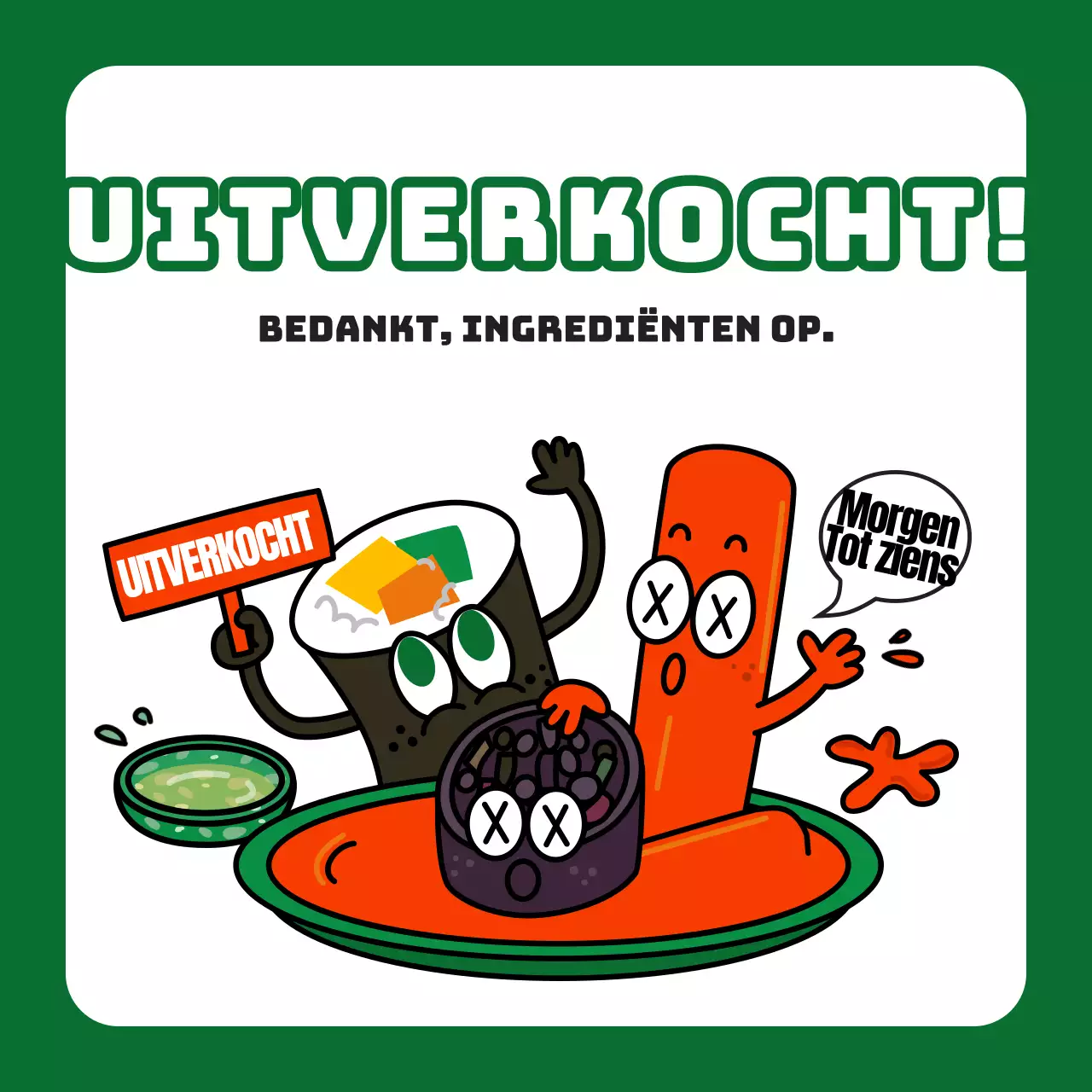 Groen Rood Schattig en schoon geïllustreerd restaurantgids thema met een schattig en schoon concept