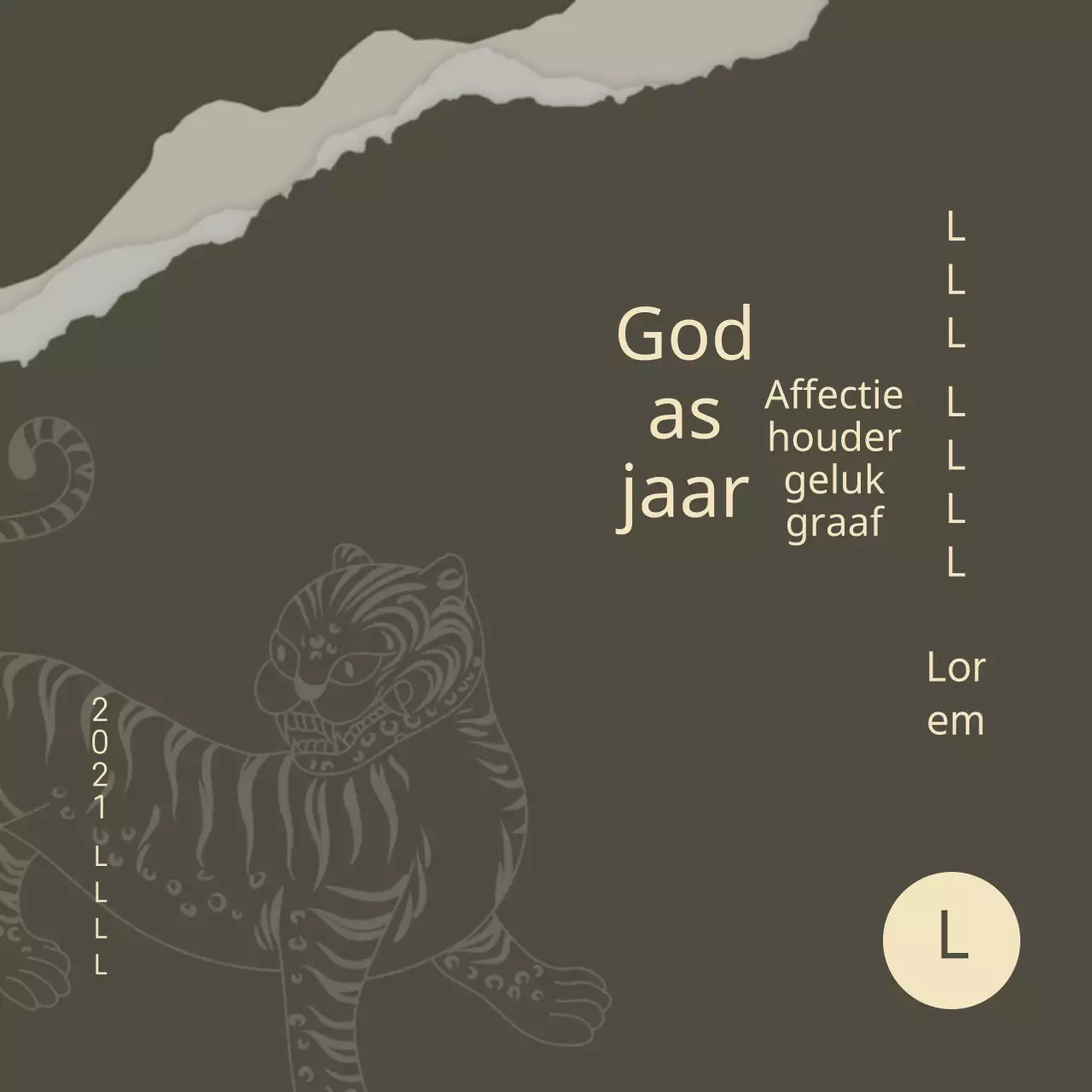 Traditionele Tijger Nieuwjaarspostzegel met donkere achtergrond