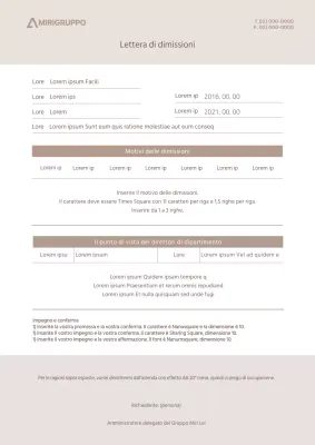 Una lettera di dimissioni beige, tono su tono