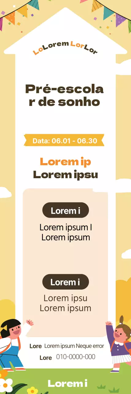 Ilustração amarela de uma promoção de recrutamento para o jardim de infância