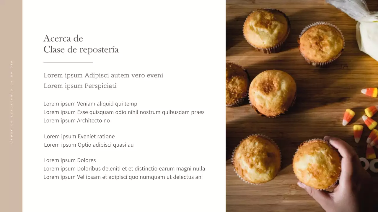 Propuesta de curso de repostería de un día en beige