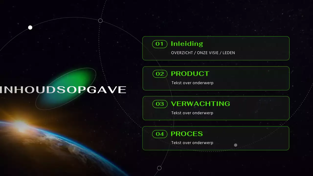 Zwart en neon cybernetische futuristische astronautenpresentatie