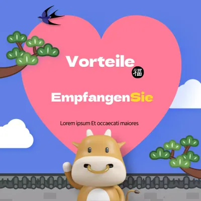 Neujahrstapete Himmel Design mit rosa Herzen