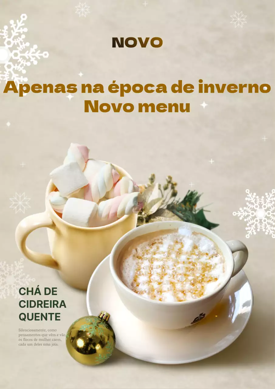 Winter Marshmallow Latte menu de bebidas webposter