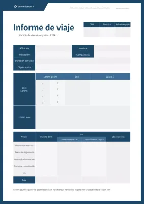 Concepto sencillo en azul marino y blanco Informe de viaje de negocios