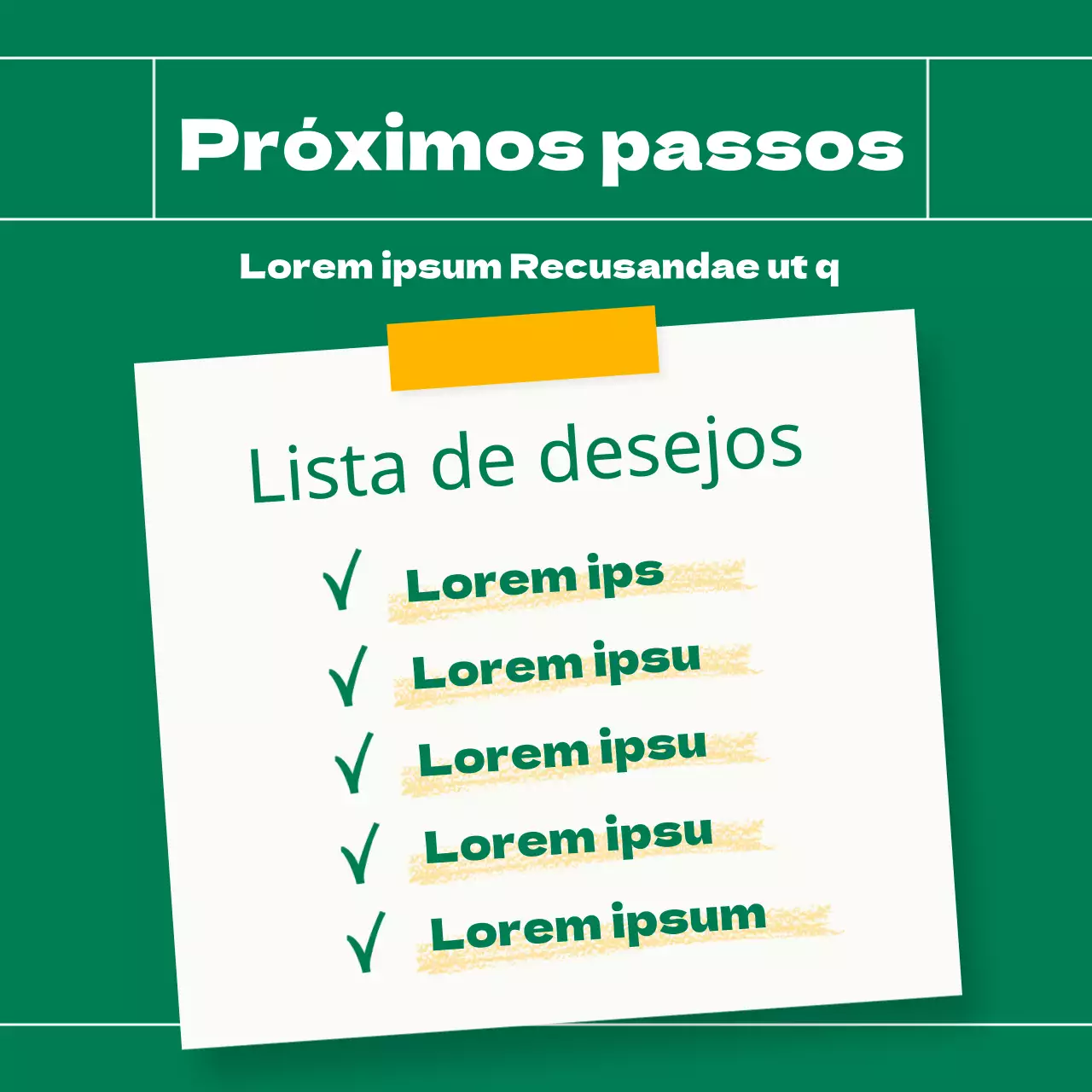 O post da lista de desejos para o fim da faculdade do Green and Yellow Gag College