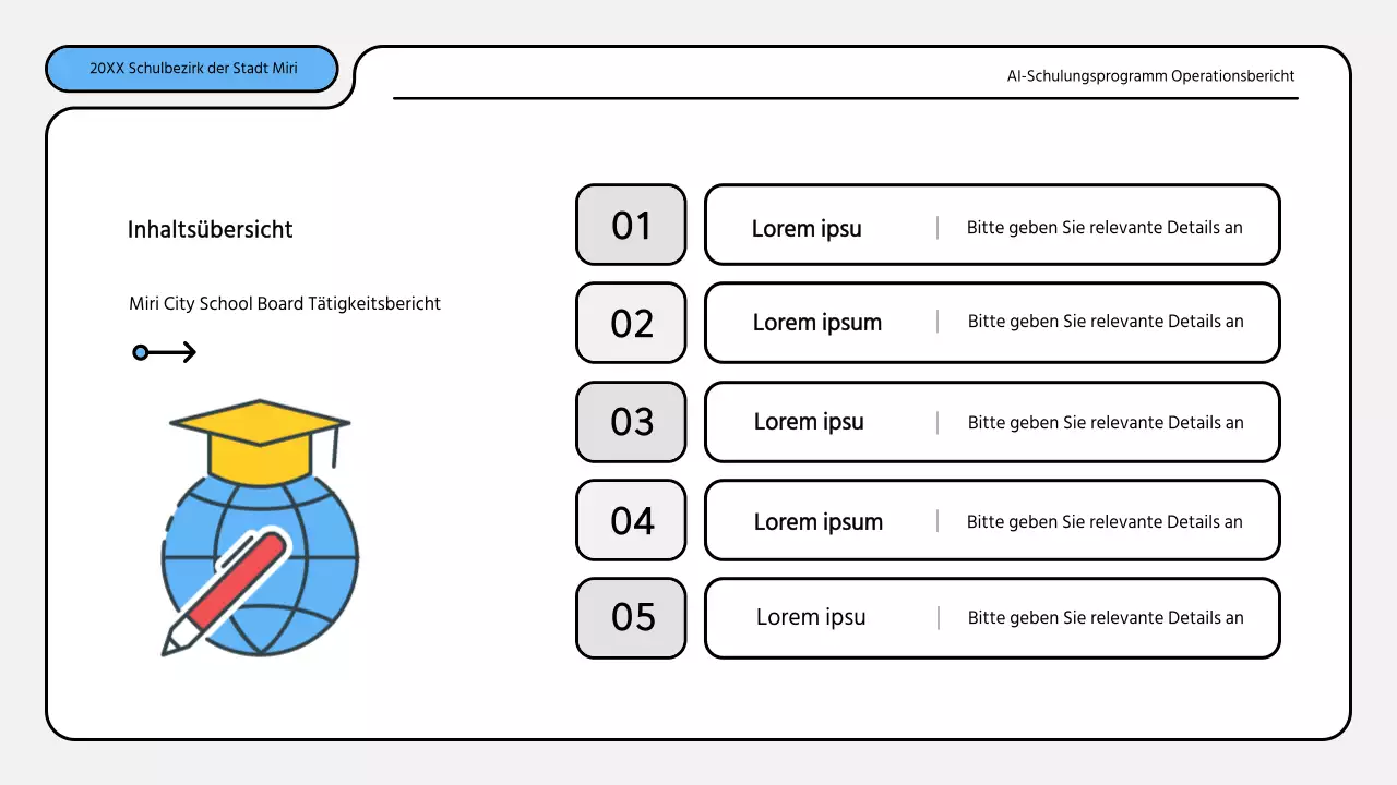 Hübsche blau-gelbe Präsentationsmappe für Ausbildungsberichte