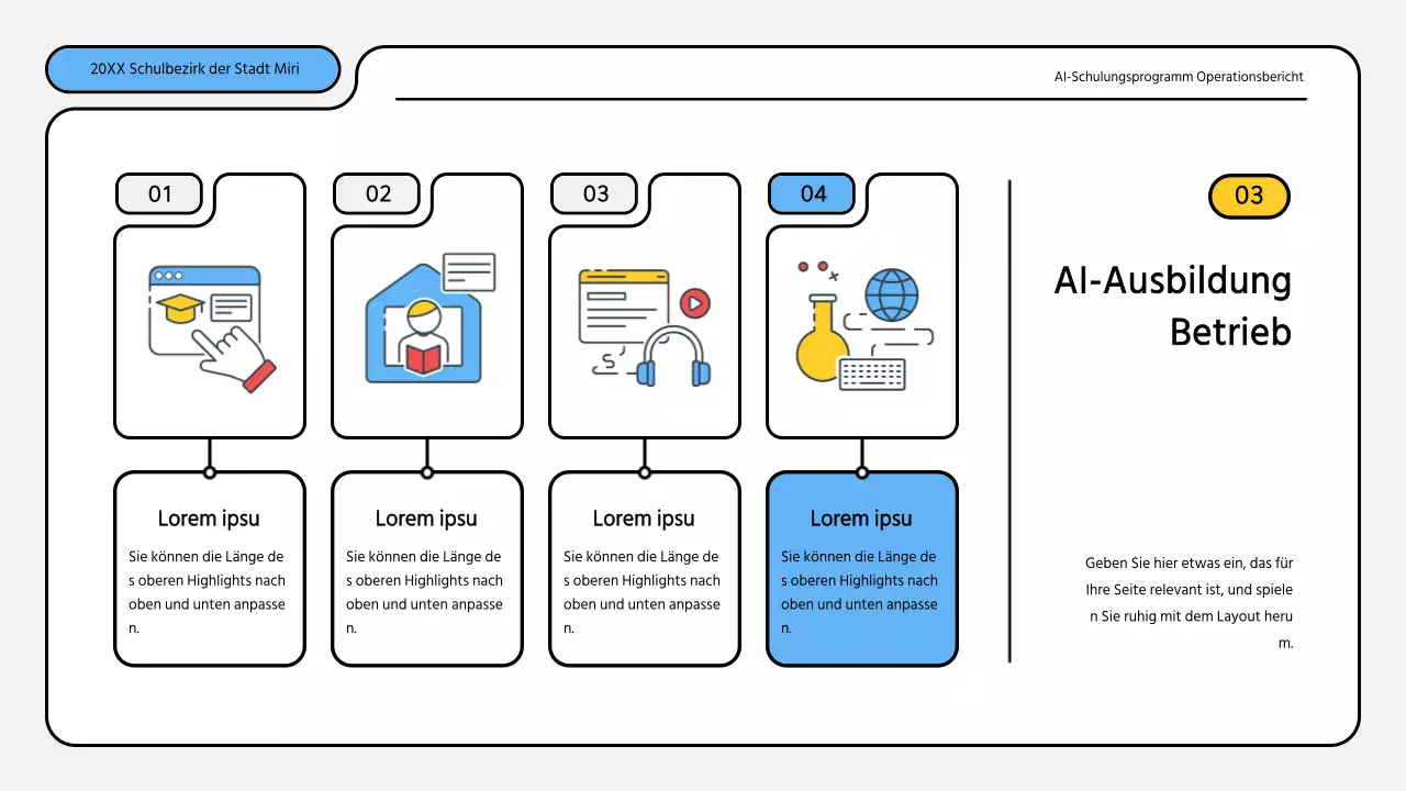 Hübsche blau-gelbe Präsentationsmappe für Ausbildungsberichte