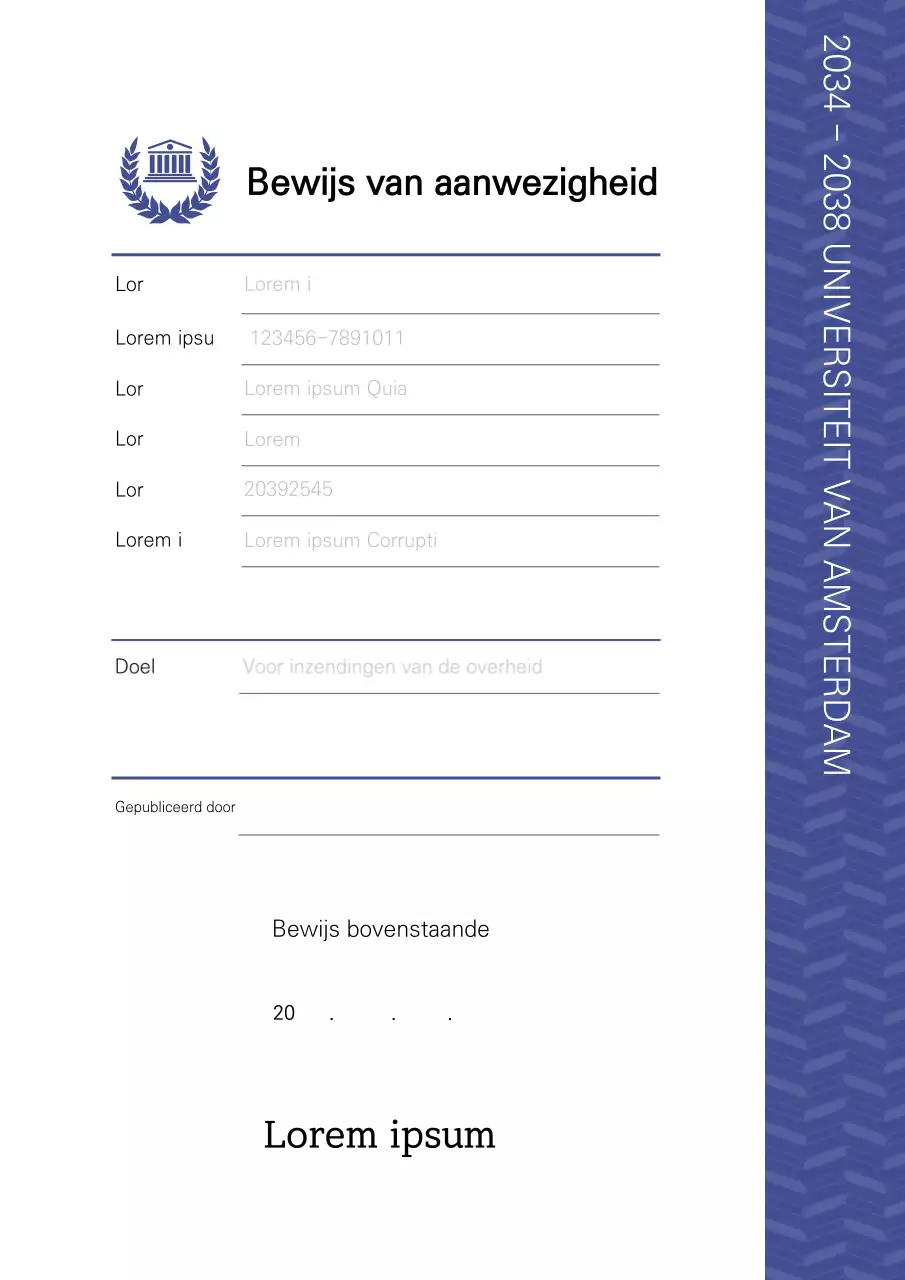 Bewijs van deelname Universiteit Miri Documenten School