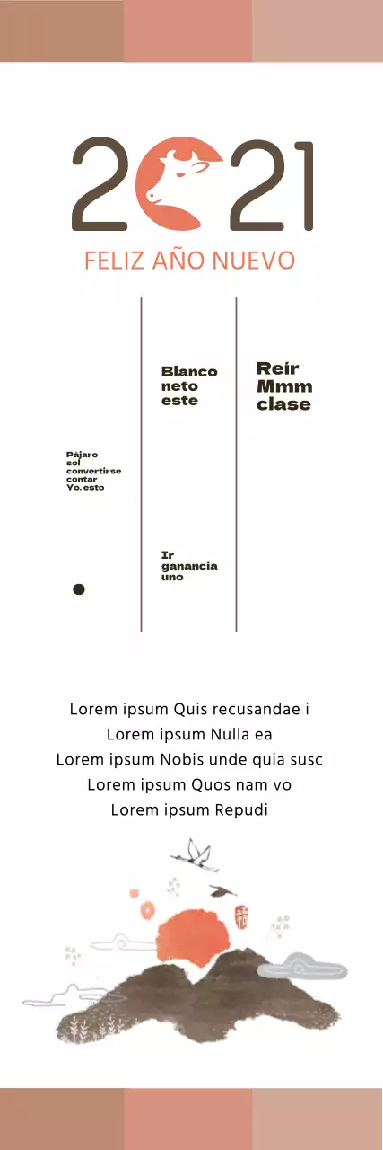 Ilustración en beige Felicitación tradicional de Año Nuevo