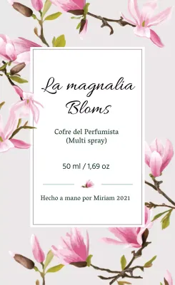 Etiqueta de perfume vintage con ilustración en gris