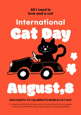 Orange Retro Cat Promotion Poster