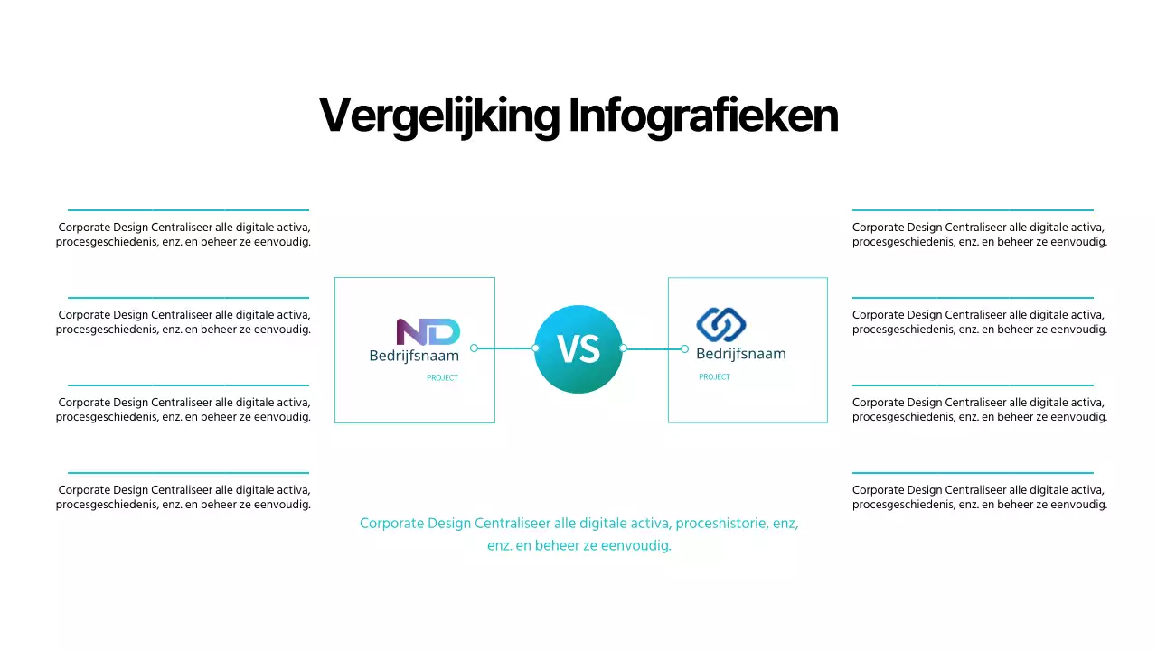 Eenvoudige blauwe bedrijfsvergelijking infographic