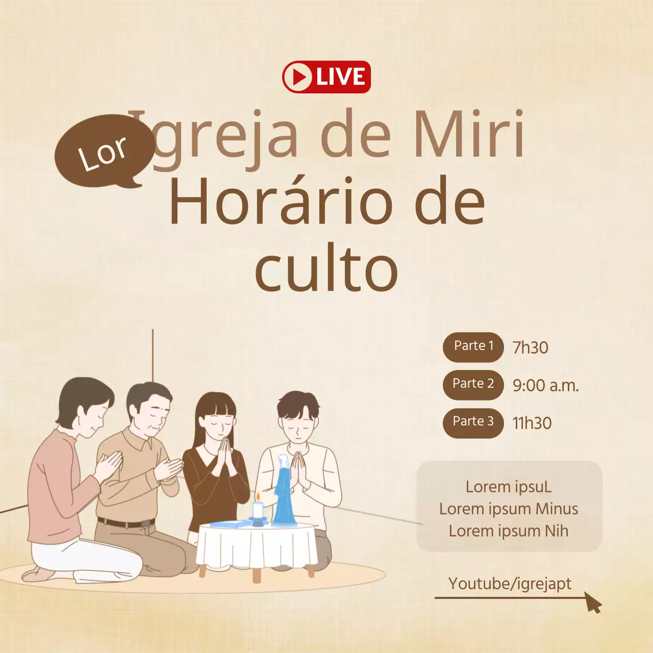 Brown Praying Family Ilustração Religião Guia de adoração online