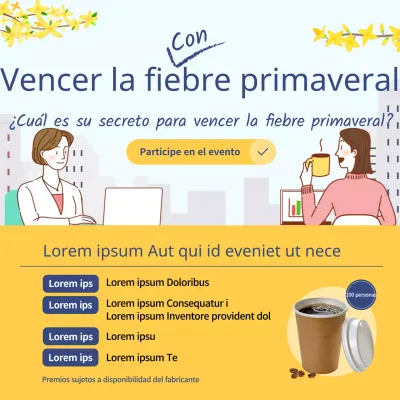 Evento primaveral de ilustración limpia amarilla (plazas en las redes sociales)